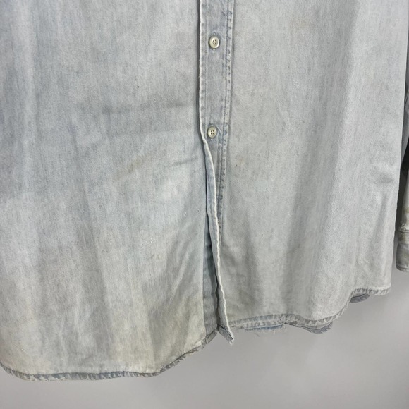 Vintage Harley Davidson Distressed Light Denim Button Up Shacket Men's Large - Picture 7 of 10